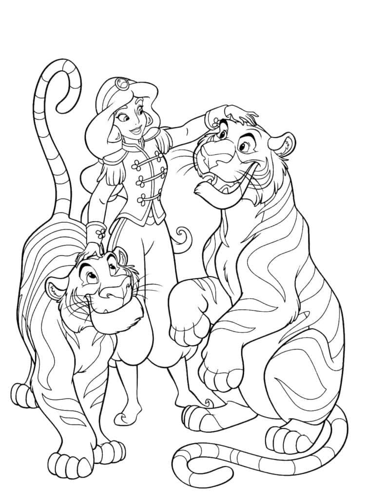 Målarbild Prinsessan Jasmine och Tigrar
