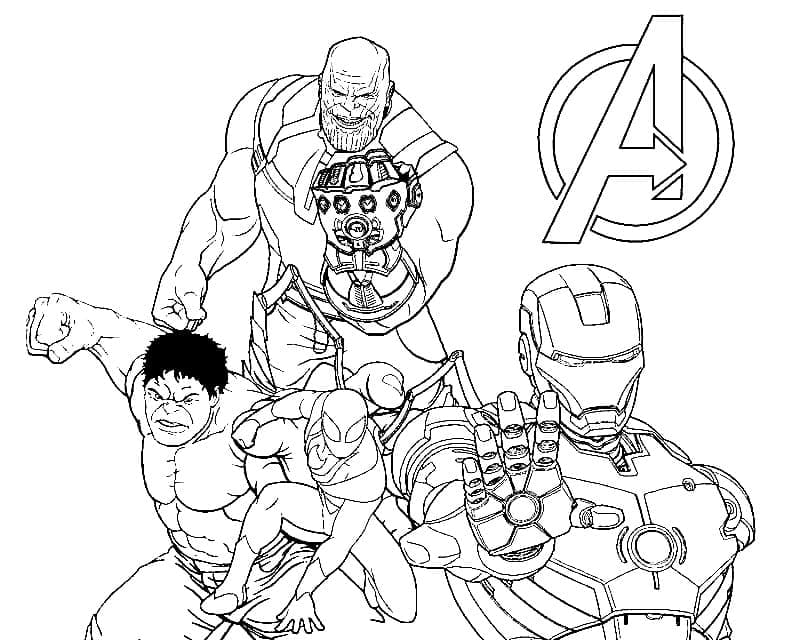 Målarbild Thanos och Avengers
