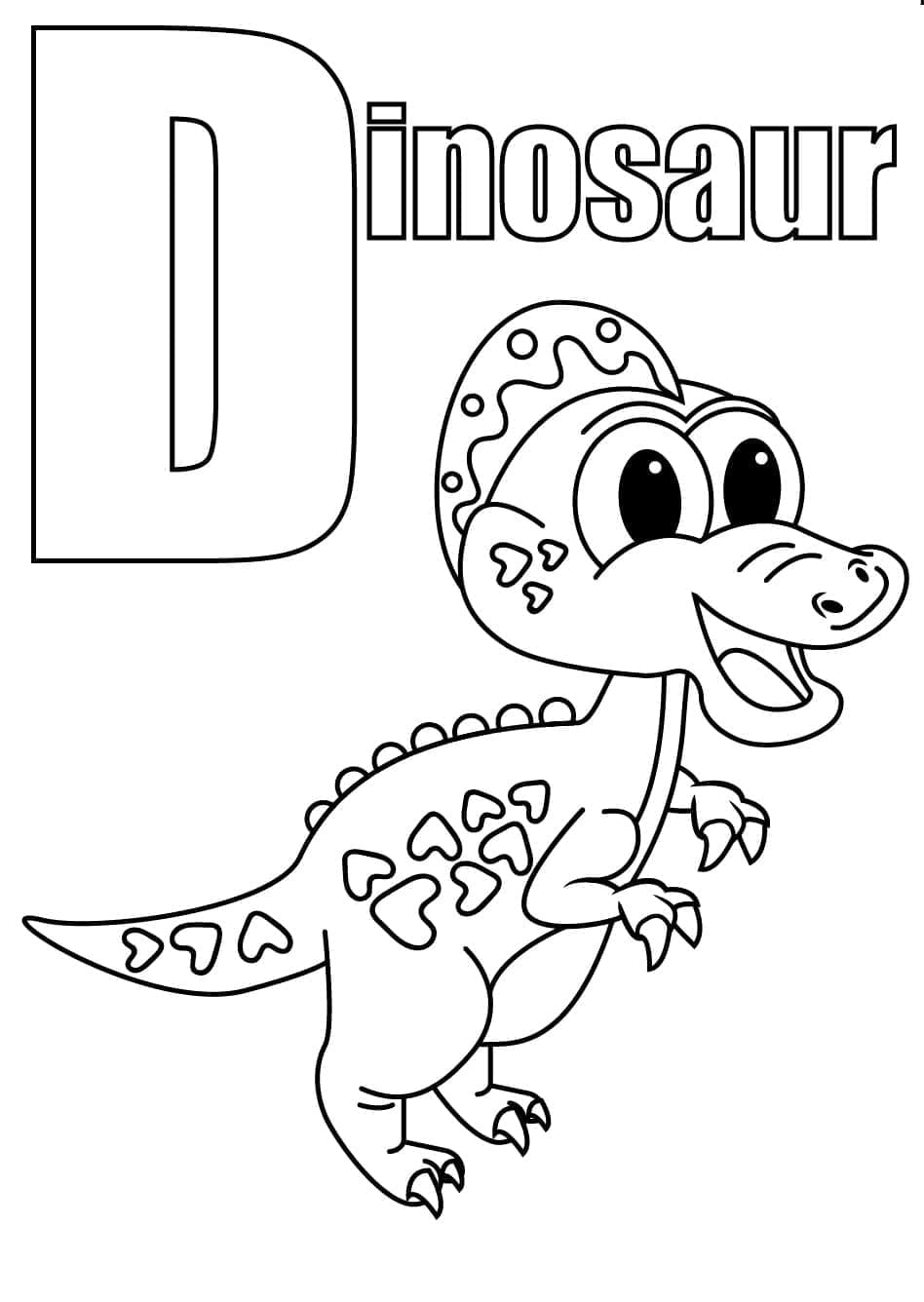 Målarbild Bokstaven D är för Dinosaurie