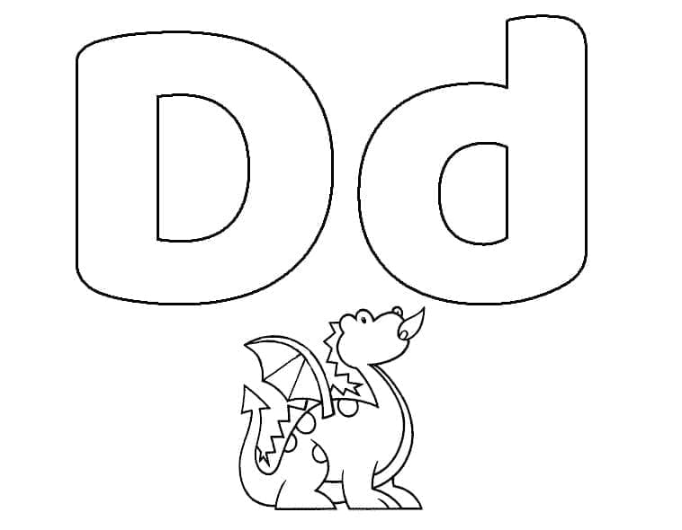 Målarbild Bokstaven D är för Dragon