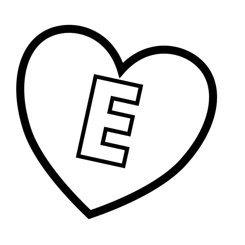 Målarbild Bokstaven E i Hjärtat
