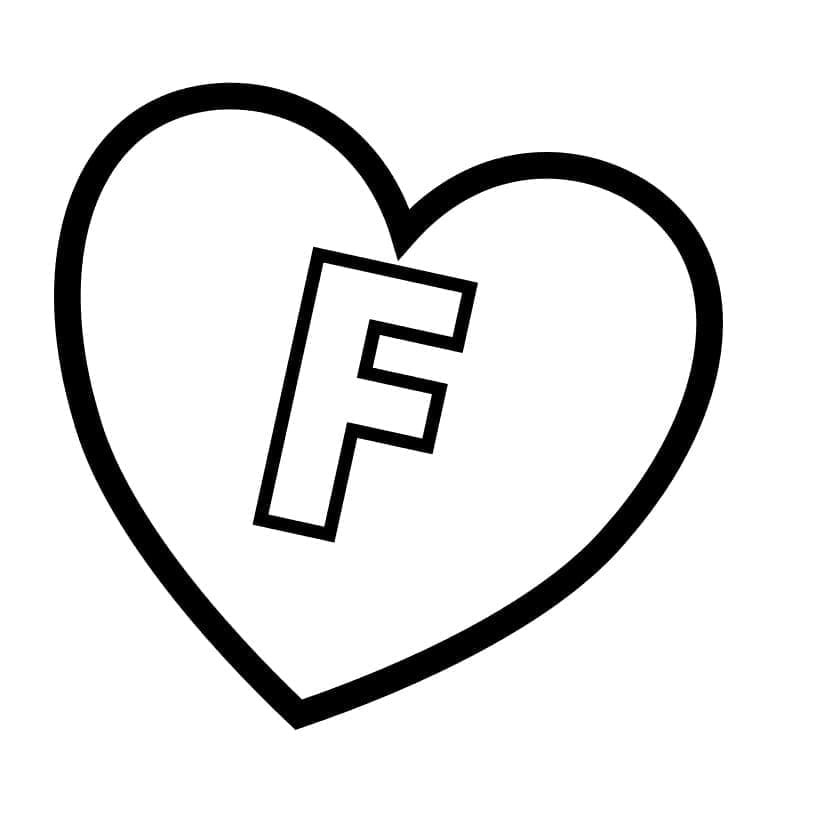 Målarbild Bokstaven F i Hjärtat