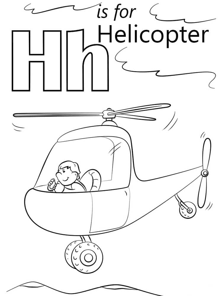 Målarbild Bokstaven H är för Helikopter