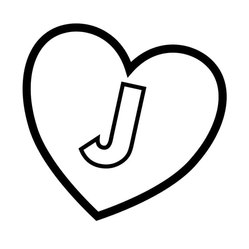 Målarbild Bokstaven J i Hjärtat
