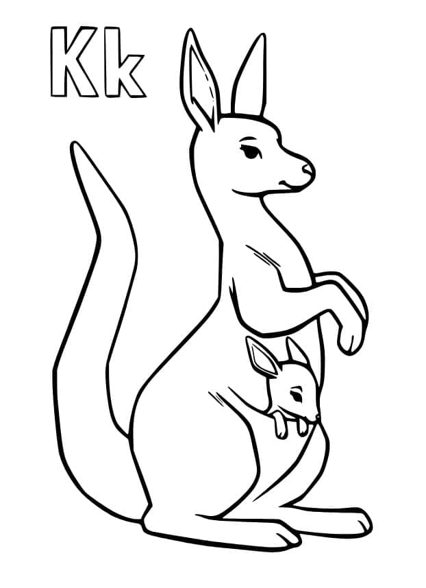 Målarbild Bokstaven K är för Känguru