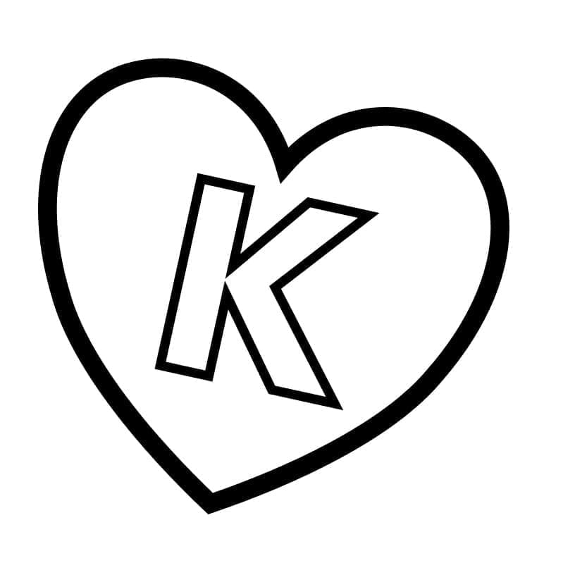 Målarbild Bokstaven K i Hjärtat