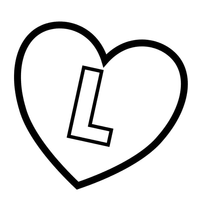 Målarbild Bokstaven L i Hjärtat
