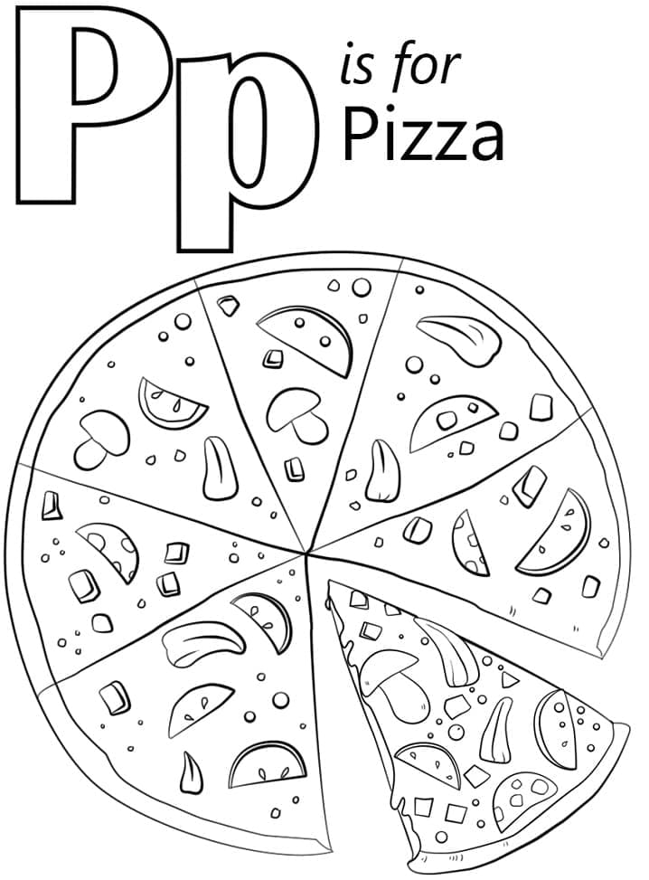 Målarbild Bokstaven P är för Pizza