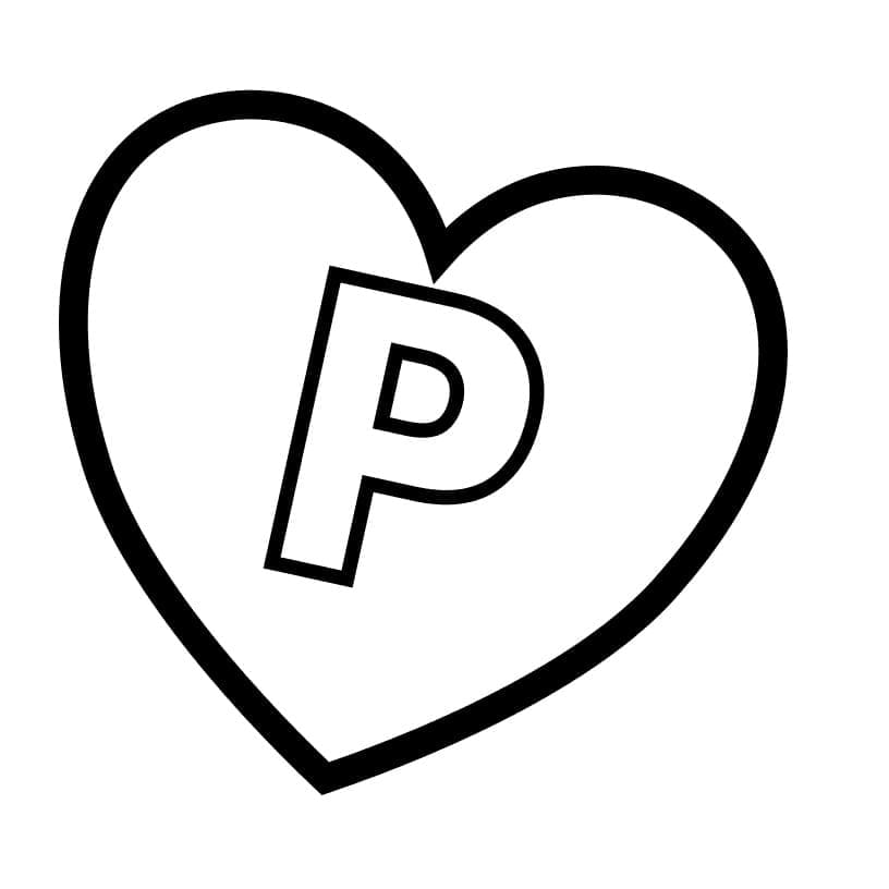 Målarbild Bokstaven P i Hjärtat