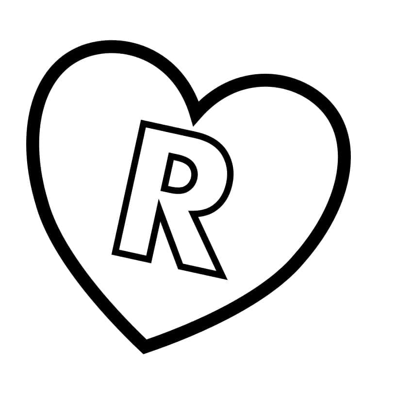 Målarbild Bokstaven R i Hjärtat