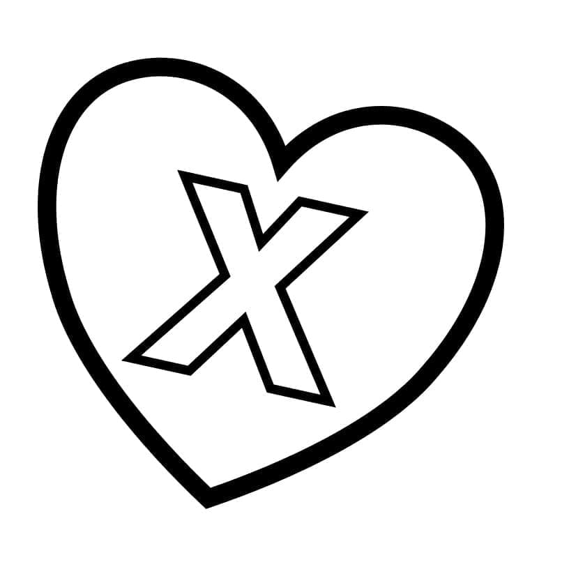 Målarbild Bokstaven X i Hjärtat
