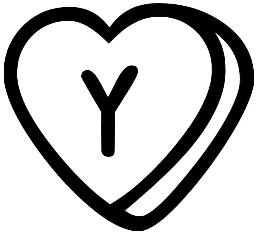 Målarbild Bokstaven Y i Hjärtat