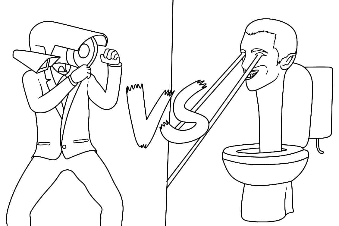 Målarbild Cameraman vs Skibidi Toilet