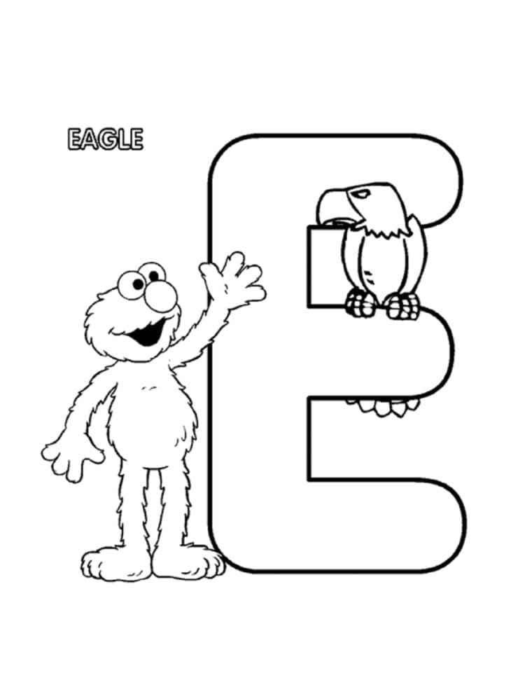 Målarbild Elmo och Bokstaven E