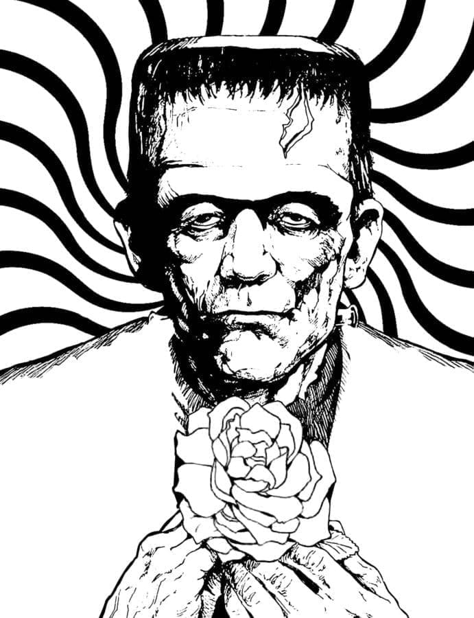 Målarbild Frankenstein och Blomma