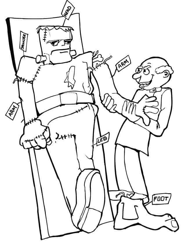 Målarbild Frankenstein och Vetenskapsman