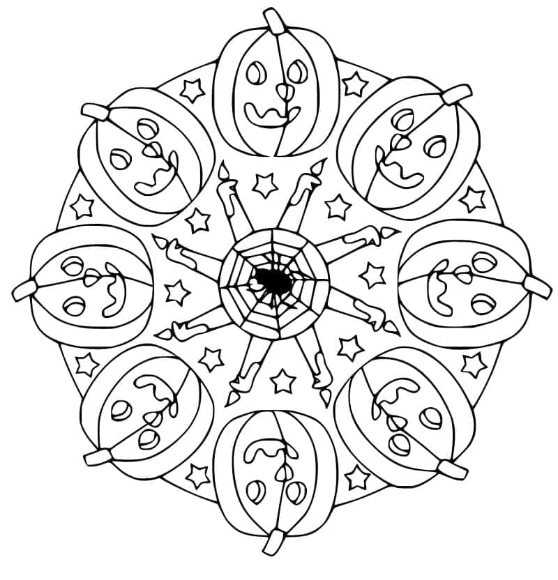 Målarbild Glad Halloween Mandala