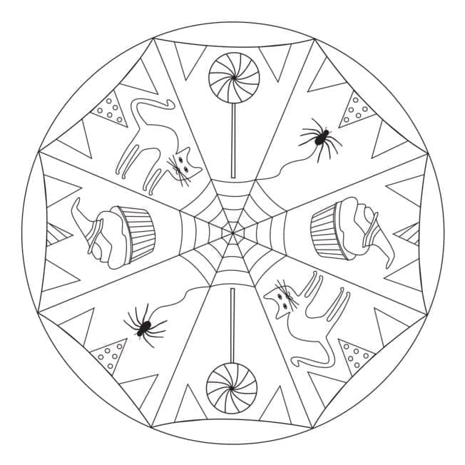 Målarbild Halloween Mandala för Barn