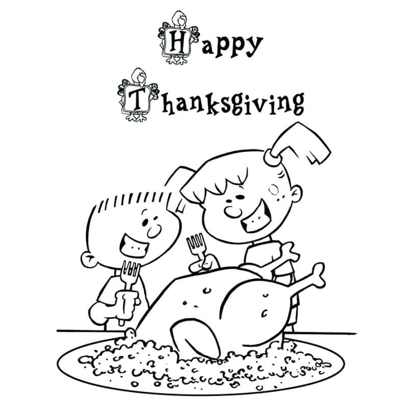 Målarbild Barn och Thanksgiving