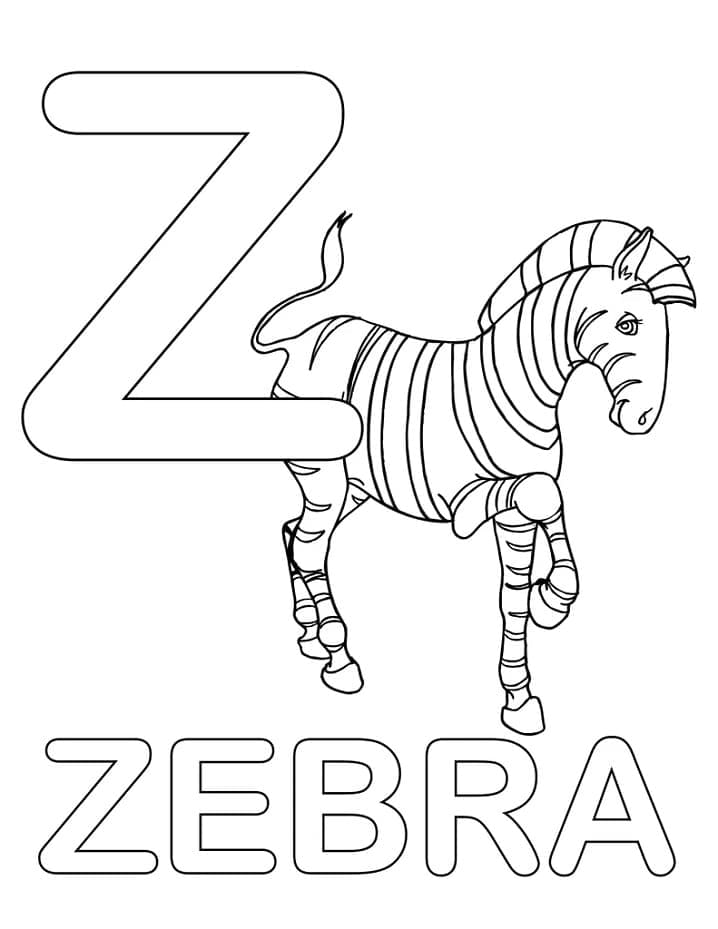 Målarbild Bokstaven Z är för Zebra