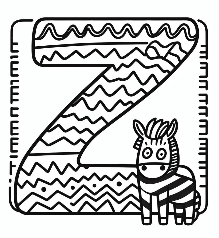 Målarbild Bokstaven Z med Zebra