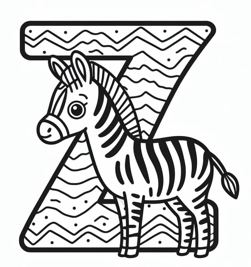 Målarbild Bokstaven Z och Zebra
