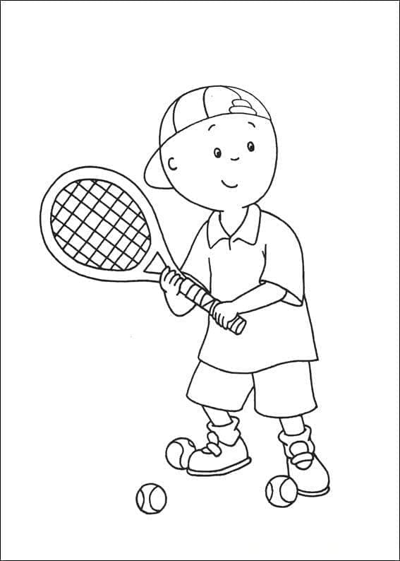 Målarbild Caillou Spelar Tennis