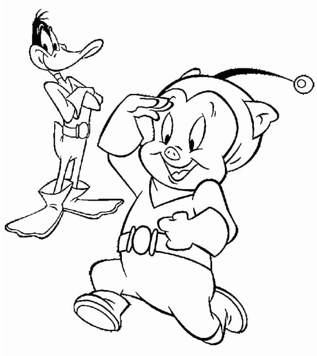 Målarbild Daffy Anka och Pelle Pigg