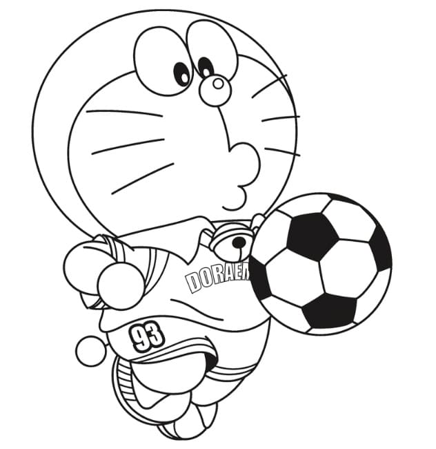 Målarbild Doraemon Spelar Fotboll