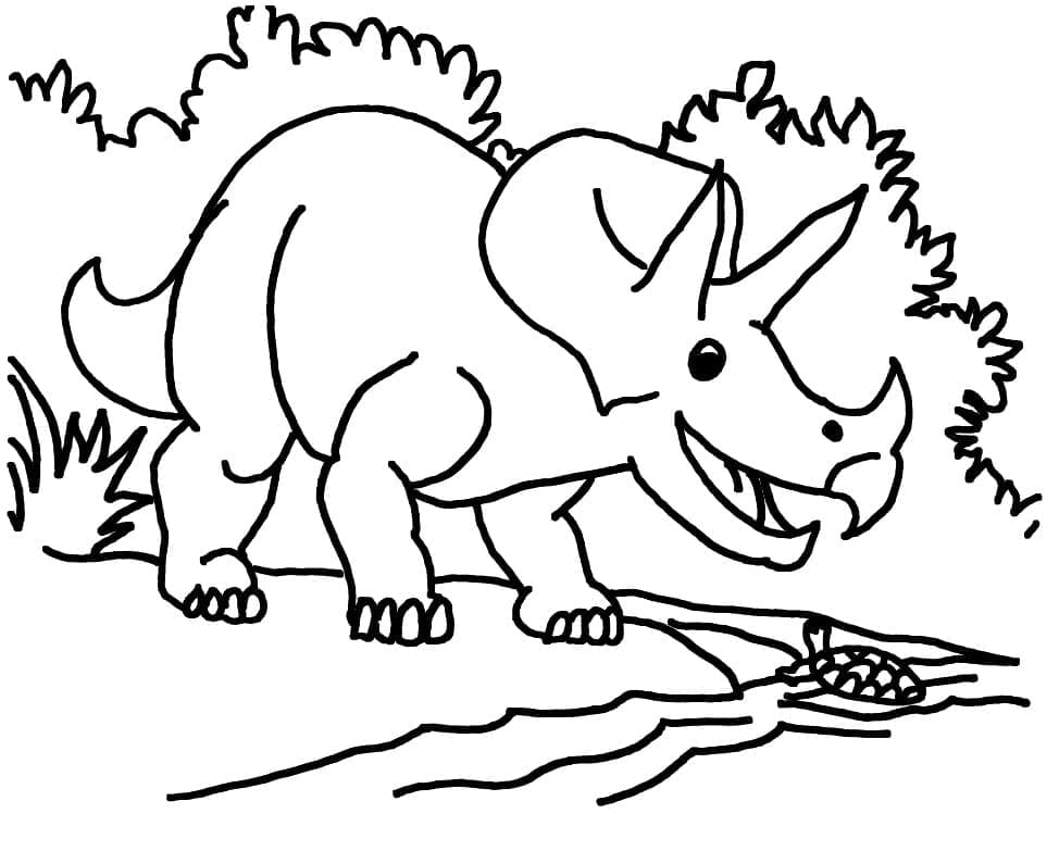 Målarbild En Leende Triceratops