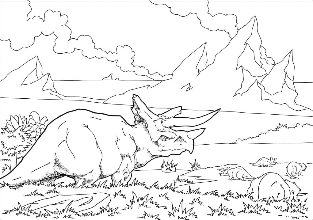 Målarbild En Triceratops