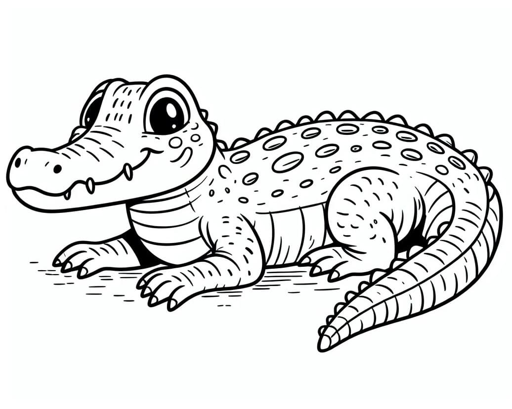 Målarbild En Väldigt Söt Alligator
