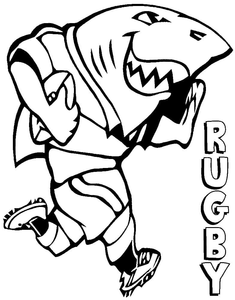 Målarbild Haj Spelar Rugby