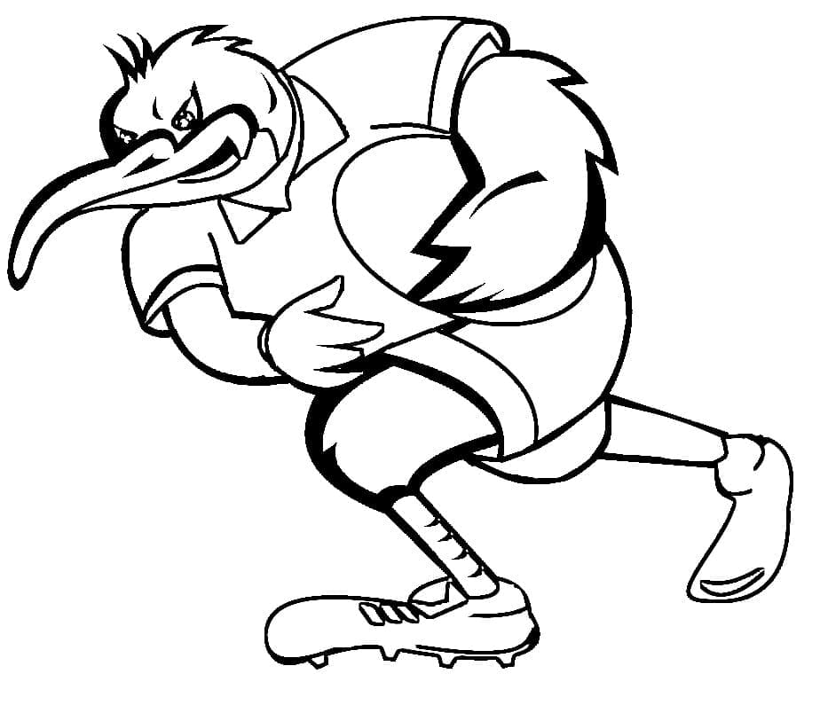 Målarbild Kiwi-fågel Spelar Rugby