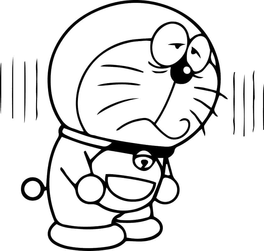 Målarbild Ledsen Doraemon