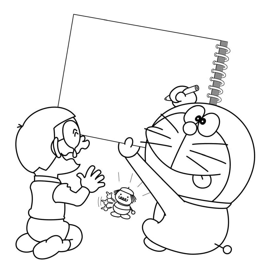 Målarbild Nobita och Doraemon