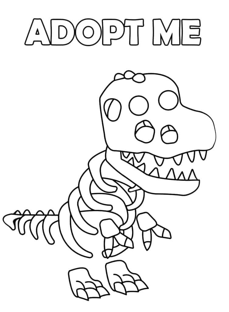 Målarbild Skelett Rex från Adopt Me