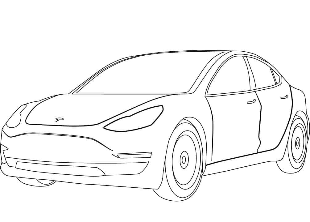 Målarbild Tesla Model 3 Bil