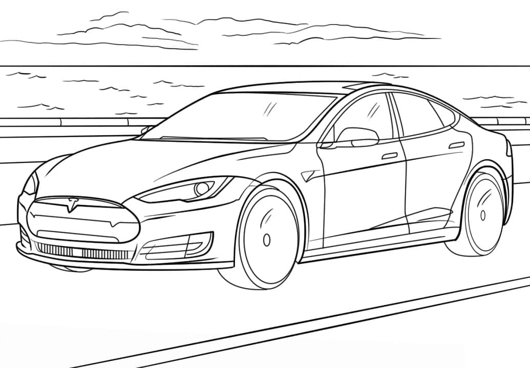 Målarbild Tesla Model S Bil