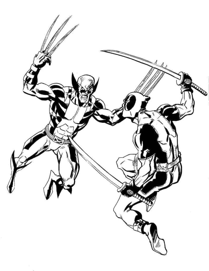 Målarbild Wolverine vs Deadpool