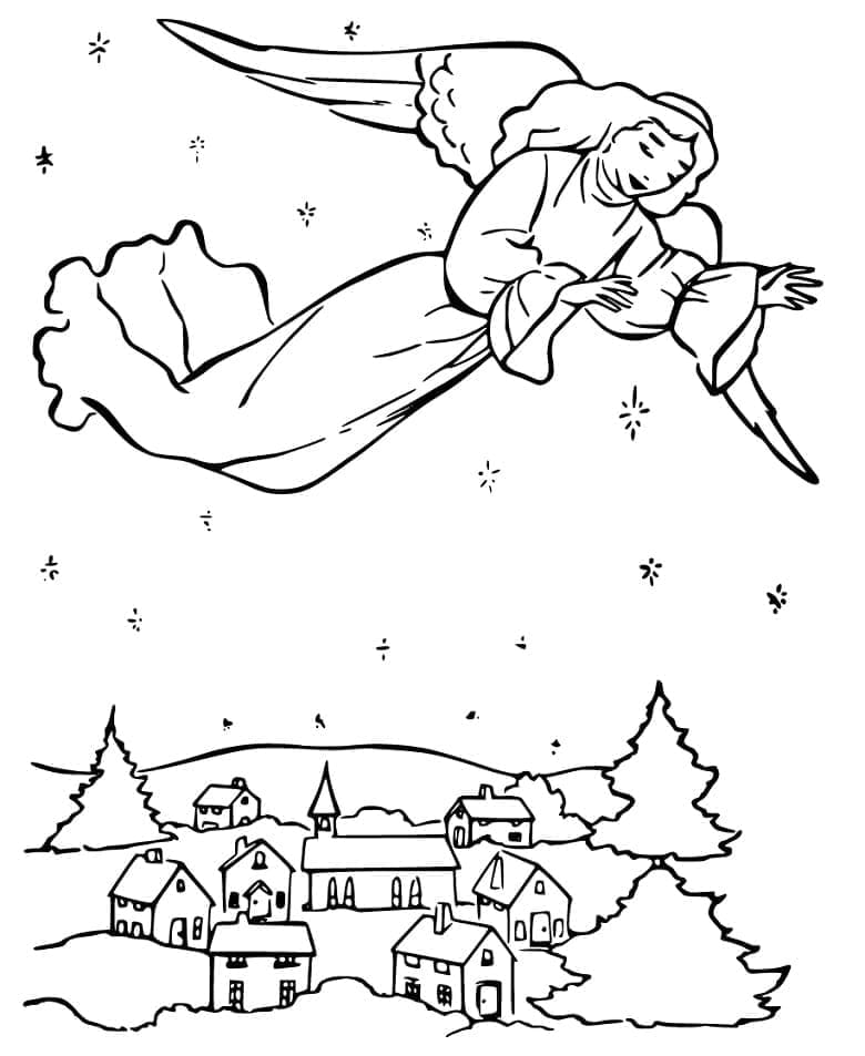 Målarbild Flygande Julängel
