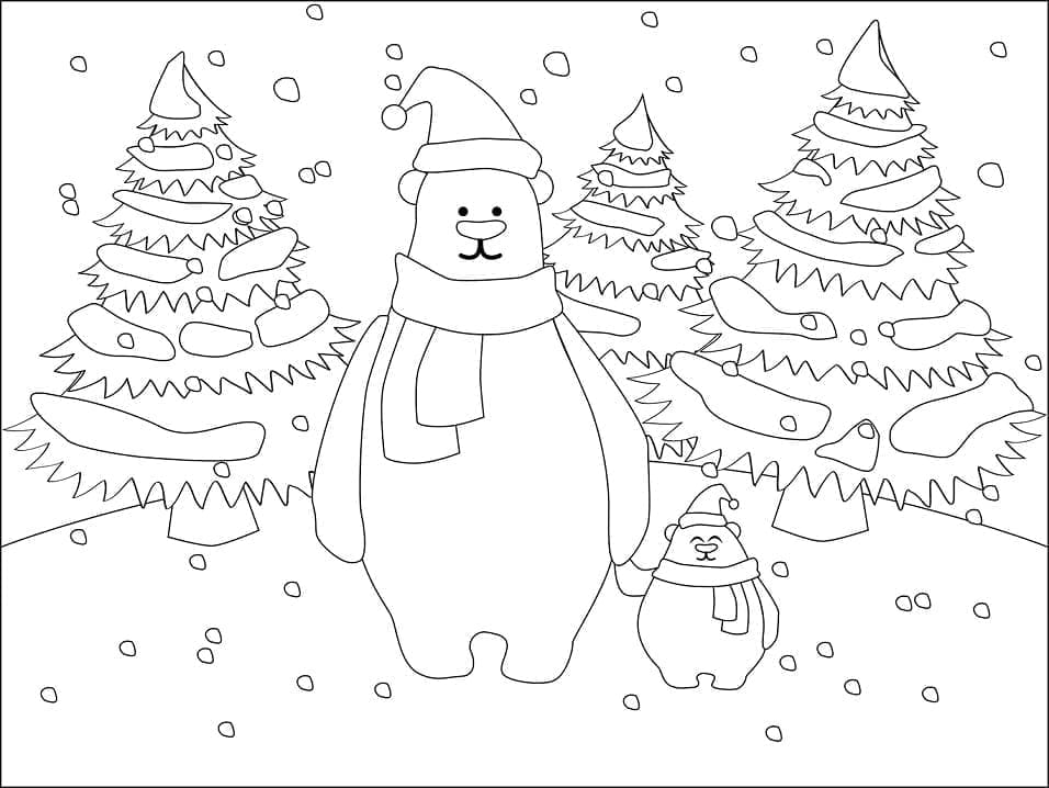 Målarbild Isbjörnar på Jul