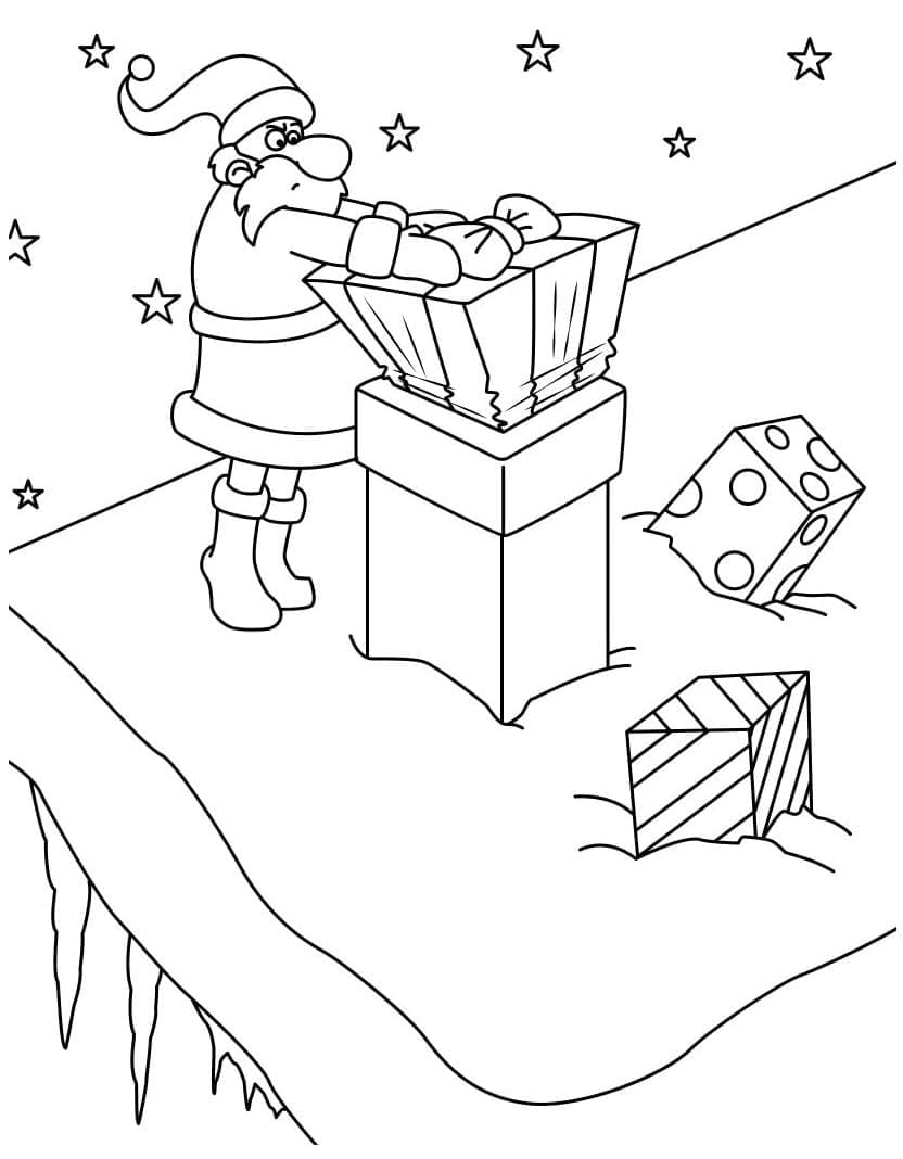 målarbild jultomten och julklappar skiv ut gratis på malarbilder se