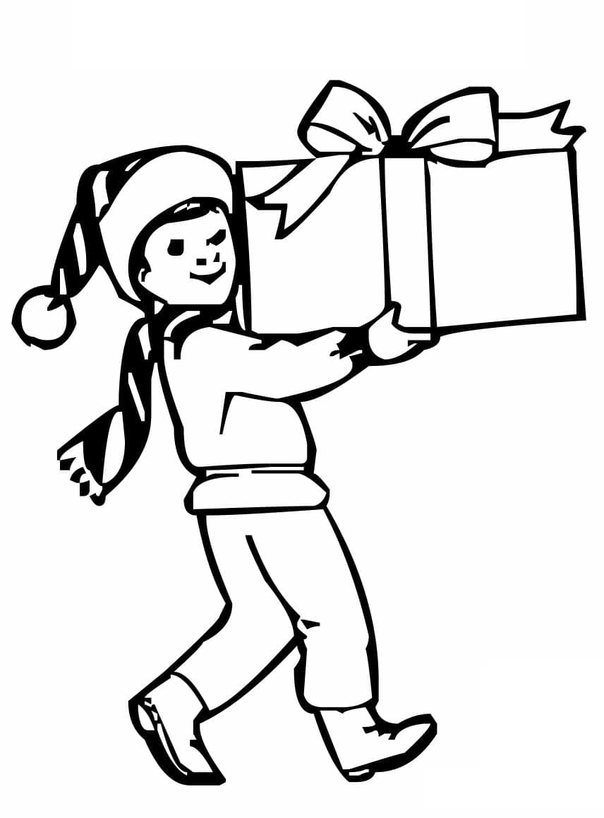 M larbild Pojke Och Julklapp Skiv Ut Gratis P Malarbilder se