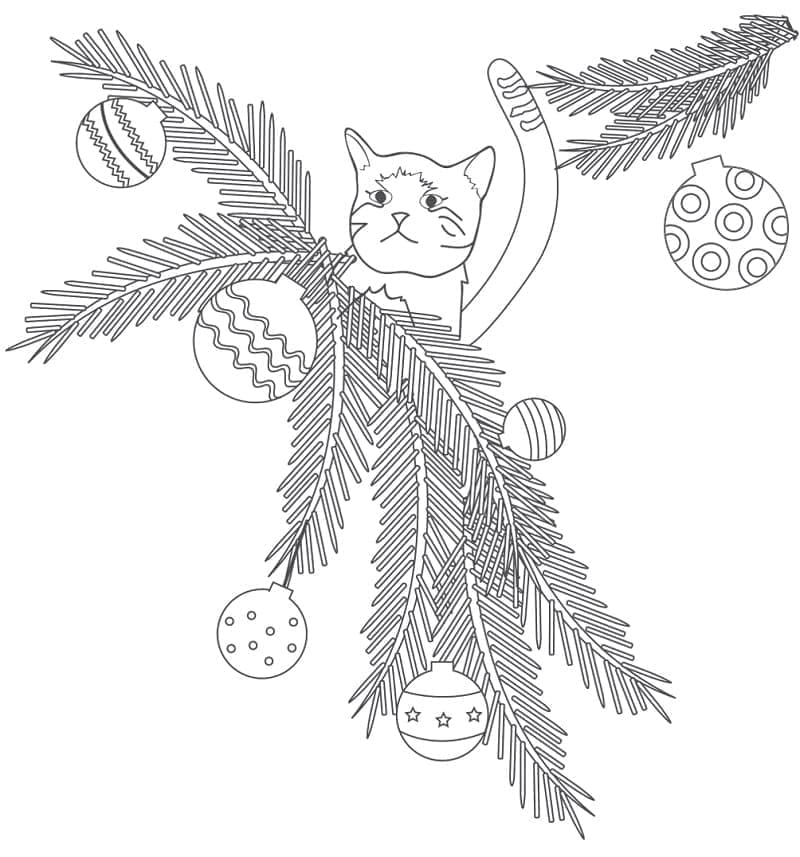 Målarbild Söt Kattunge på Jul