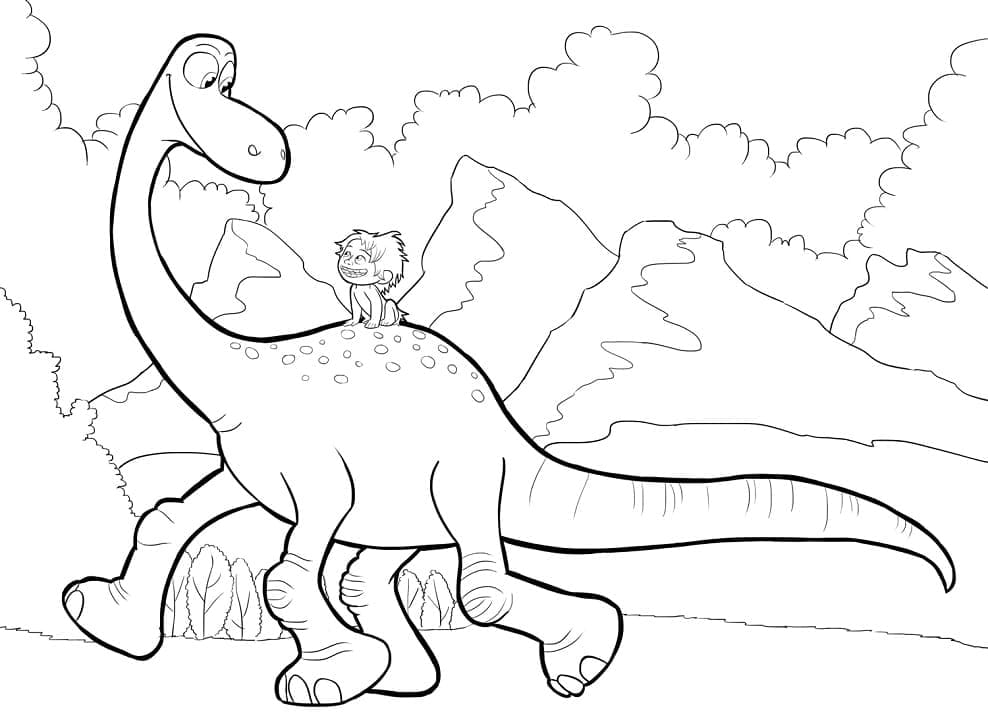 Målarbild Arlo och Pricken från Den Gode Dinosaurien