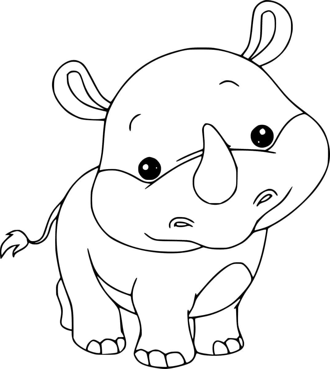 Målarbild Baby Noshörning