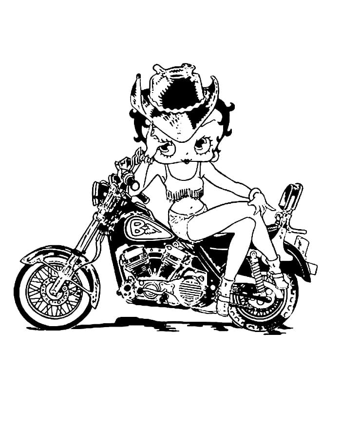 Målarbild Betty Boop på motorcykel