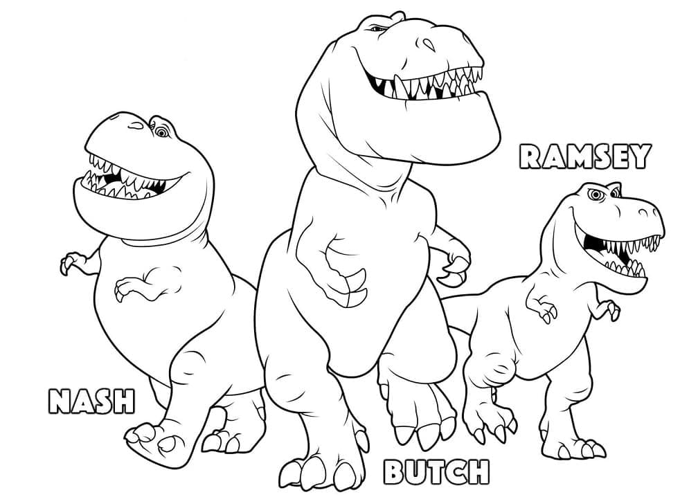 Målarbild Butch, Ramsey och Nash från Den Gode Dinosaurien