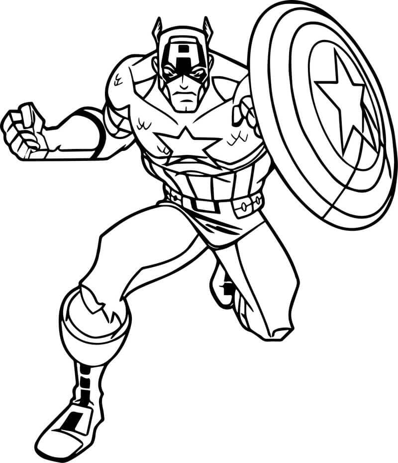 Målarbild Captain America med Sköld